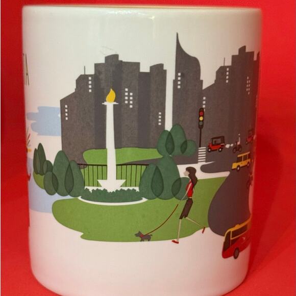 Starbucks Jakarta Coffee Mug Indonesia Series 2014 White Yellow Gray EUC 16 Oz. - Picture 9 of 10